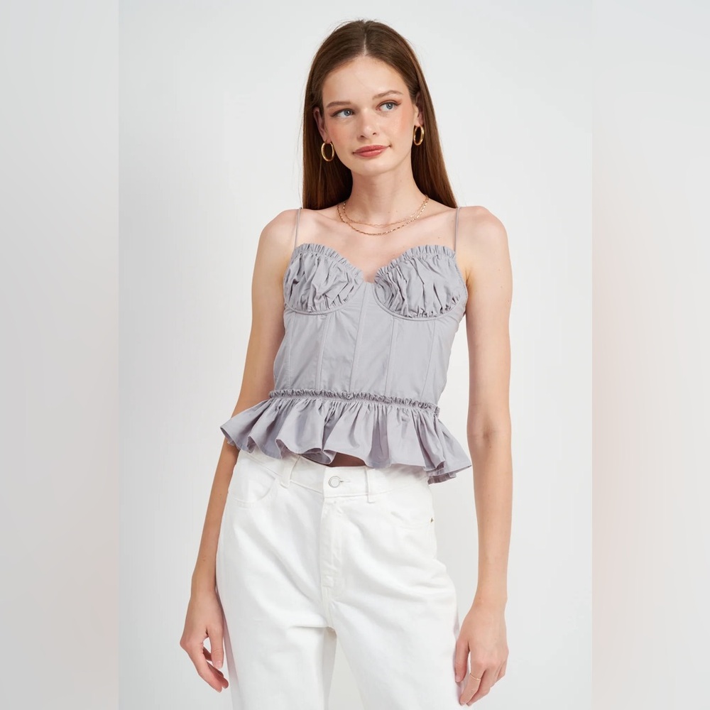 Women's Corset Top - En Saison by Lala Gray Spaghetti Strap Zip Up w/ Underwire